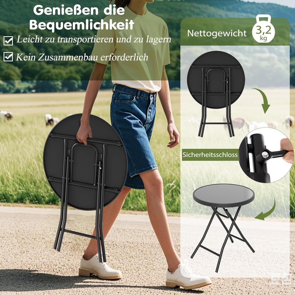 BEISTELLTISCH Schwarz - Schwarz, Metall (46/46/48cm) - COSTWAY
