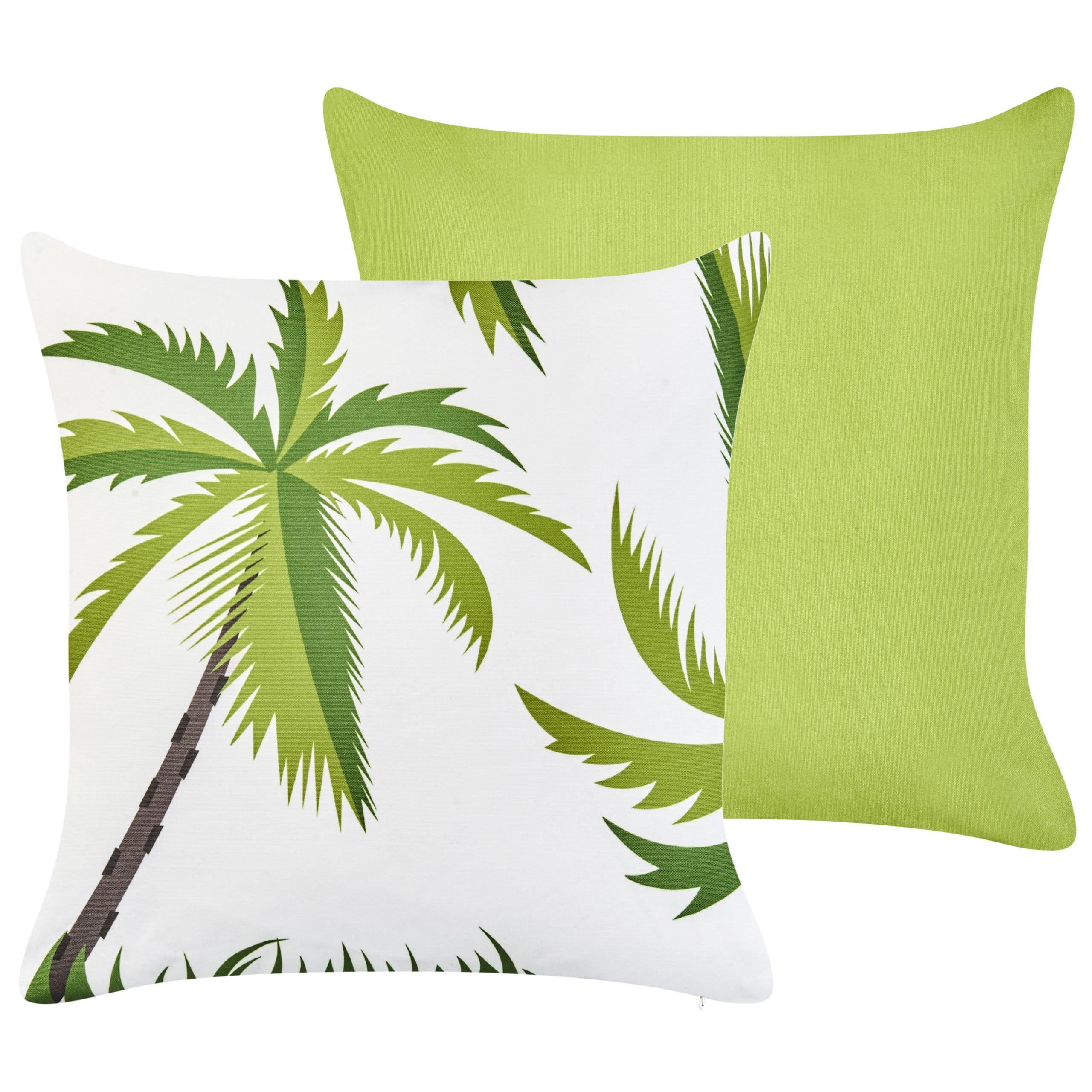 GARTENKISSEN 2er-Set Grün 45/7 cm Seaside - Weiß/Grün, Textil (45/45/45cm) - Beliani