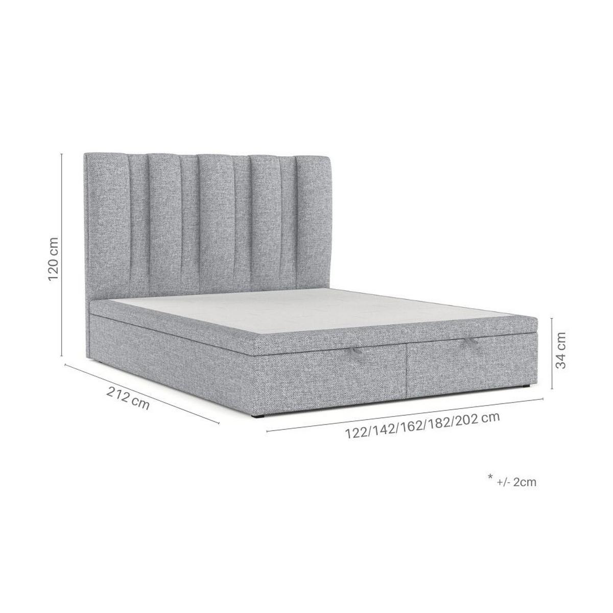 POLSTERBETT Orta mit Stauraum 140/200 cm Hellgrau im Lotta Stoff - Hellgrau/Schwarz, Holz/Holzwerkstoff (140/200cm) - AltaBeds