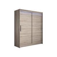 SCHWEBETÜRENSCHRANK Westa I, mit RGB LED Beleuchtung - Silberfarben/Trüffeleichefarben, Holzwerkstoff/Metall (150/200/58cm) - MIRJAN24