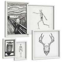 BILDER SET 5er Set - 50x50 cm & 20x30 cm & 40x60 cm Weißer Rahmen - Küchenaccessoires auf pflanzlicher Basis - Weiß, Kunststoff (40/60cm) - TULUP