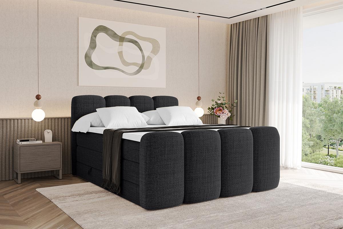 BOXBETT mit Matratze H3|H4 und Lattenrost - NINA-Z KING - 180x200 cm Aragon - Schwarz - Schwarz, Holzwerkstoff (180/200cm)
