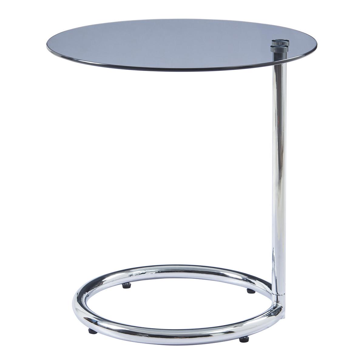 BEISTELLTISCH Ylivieska - Chromfarben/Grau, Glas/Metall (44.5/44.5/46cm) - [en.casa]