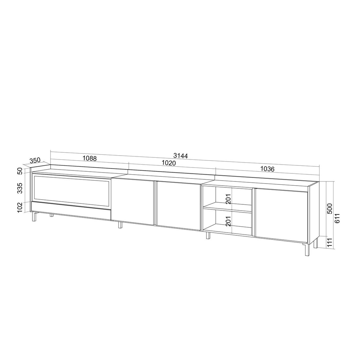 LOWBOARD, Beige, 315/35/61cm, Kamin mit Feuereffekt XXL - Beige, Holzwerkstoff (315/61/35cm) - Skraut Home