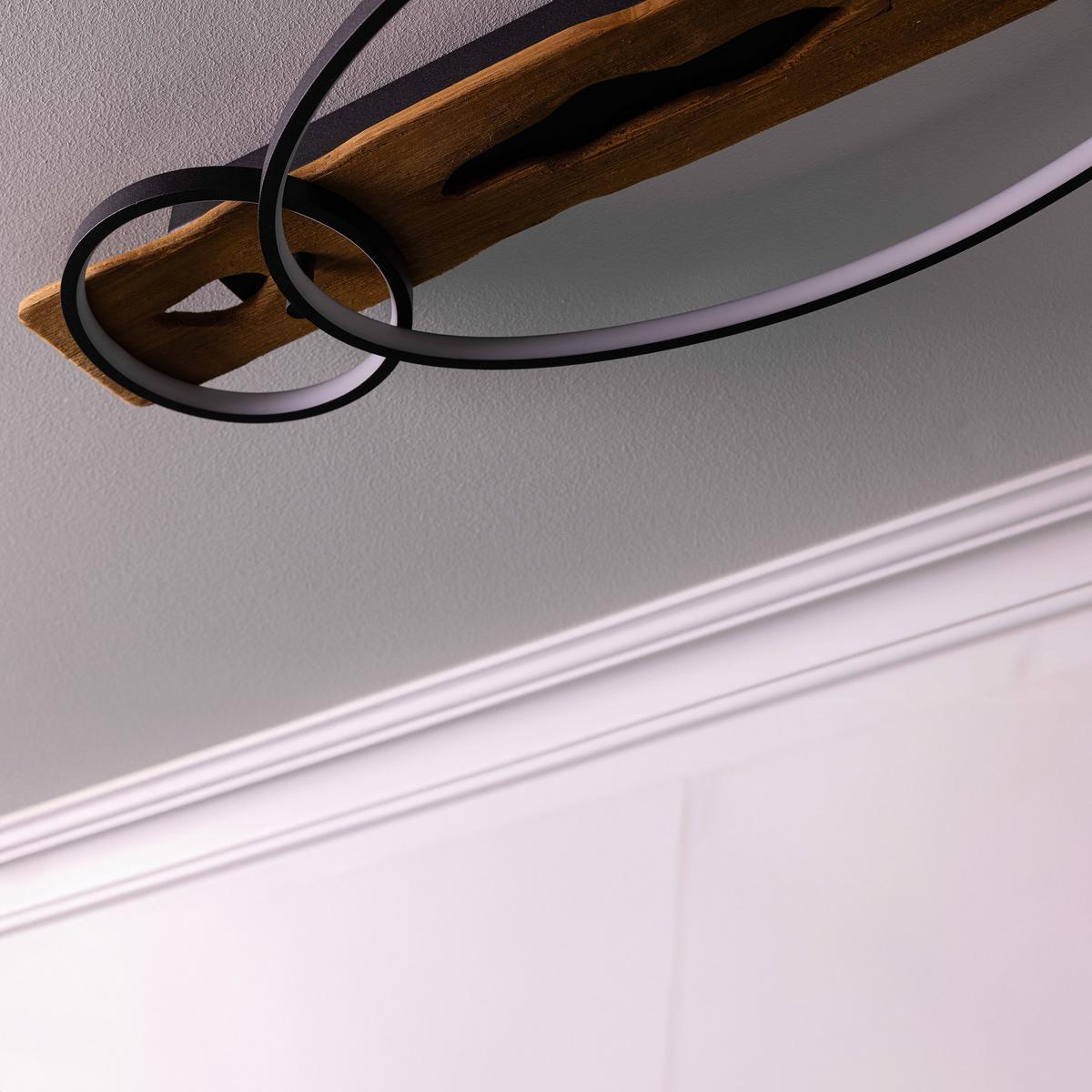 LED DECKENLEUCHTE Pirus Schwarz/Holz 30,5/70/8,5 cm - Multicolor, Holz (30.5/70/8.5cm) - Brilliant