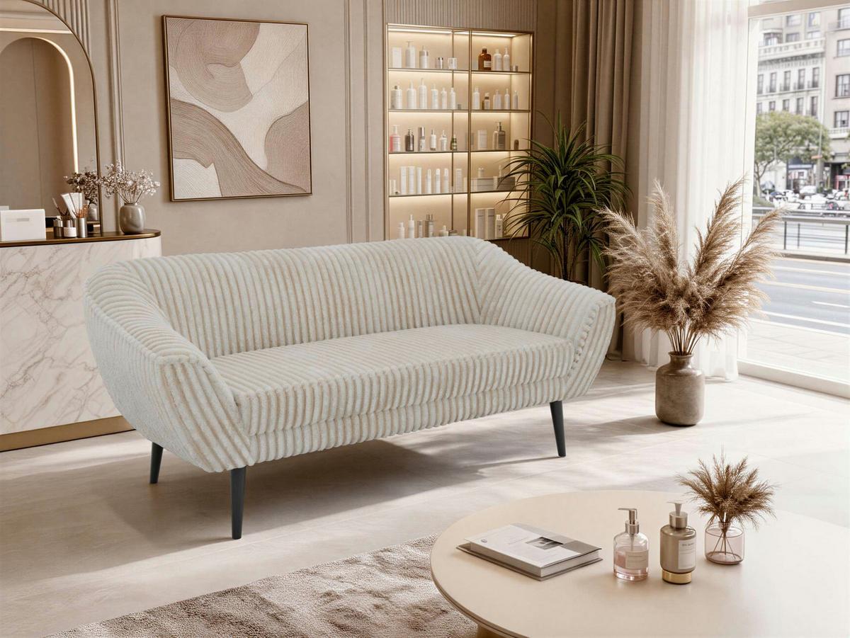 3-SITZER-SOFA PIRS - Beige Cord - Schwarze Beine - Beige/Creme, Holzwerkstoff/Textil (180/75/74cm) - MKS