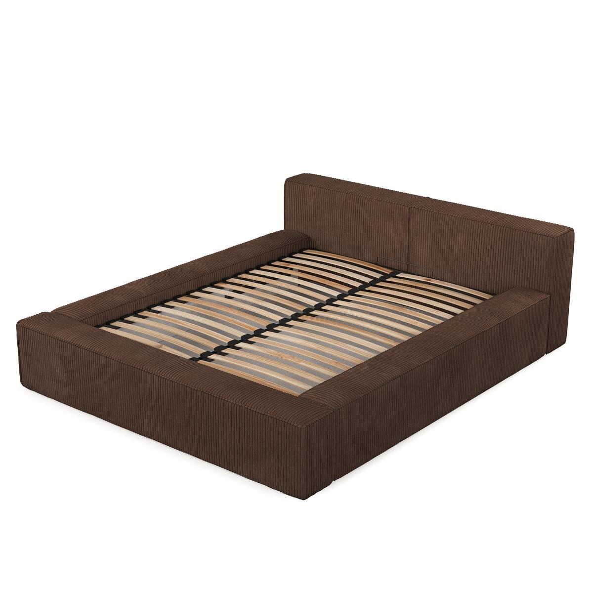 POLSTERBETT Casto mit Stauraum 180/200 cm Braun im Poso Stoff - Schwarz/Naturfarben, Holz/Holzwerkstoff (180/200cm) - AltaBeds