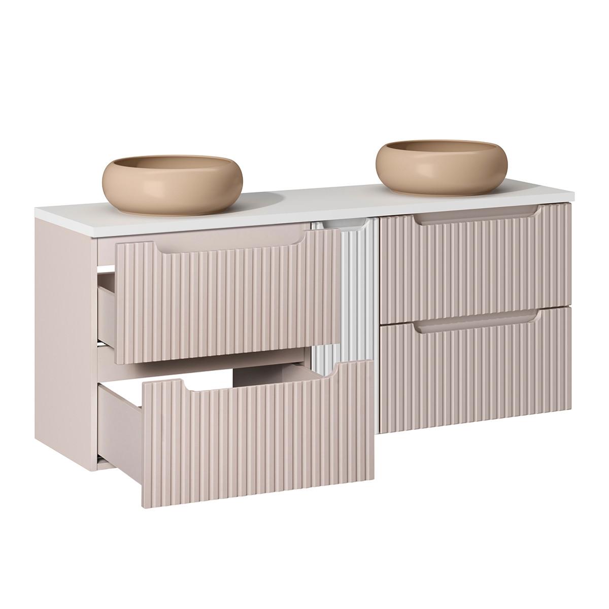 DOPPELWASCHTISCH 140.4cm Riva Kaschmir - Beige, Holzwerkstoff (140.4/59/40cm) - Petits-meubles