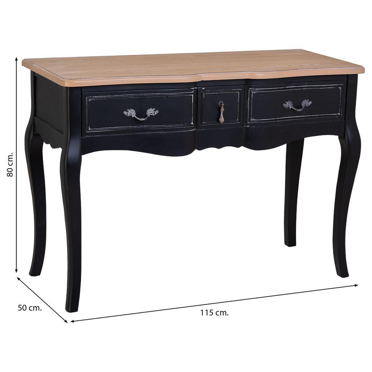 EMPFANGSTISCH aus lackiertem Holz mit 3 Schubladen 115x50x80h cm - Schwarz - Schwarz, Holz (50/115/80cm) - Wanderlust