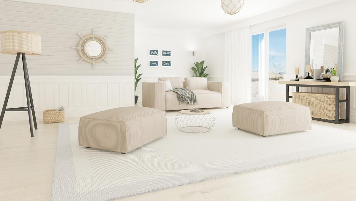 HOCKER Nova Beige Cord - Beige/Schwarz, Holz/Kunststoff (93/46/73cm) - S-Style Möbel