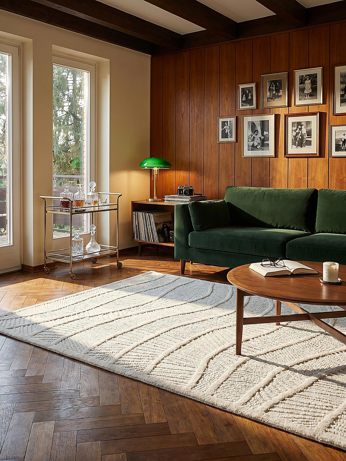 WOLLTEPPICH CARVE, abstrakt, Weiß, 140 x 200 cm - Beige, Textil (140/200cm) - KADIMA DESIGN