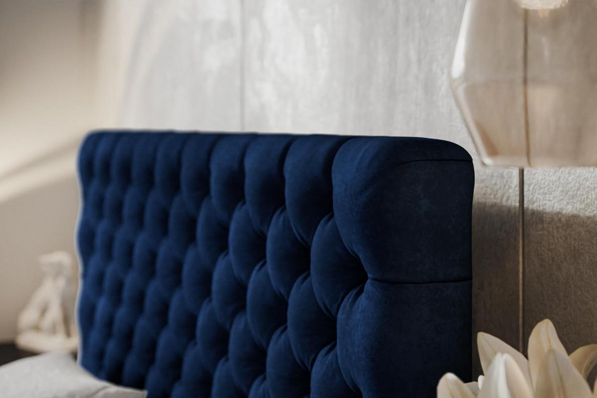 BETT 160x200 - Polsterbett mit Bettkasten und Holzrahmen - Elegant Betten - Glatter Kronos-Stoff - Kollektion Miami, Blau - Blau, Holz/Kunststoff (160/200cm) - Alpi-Möbel