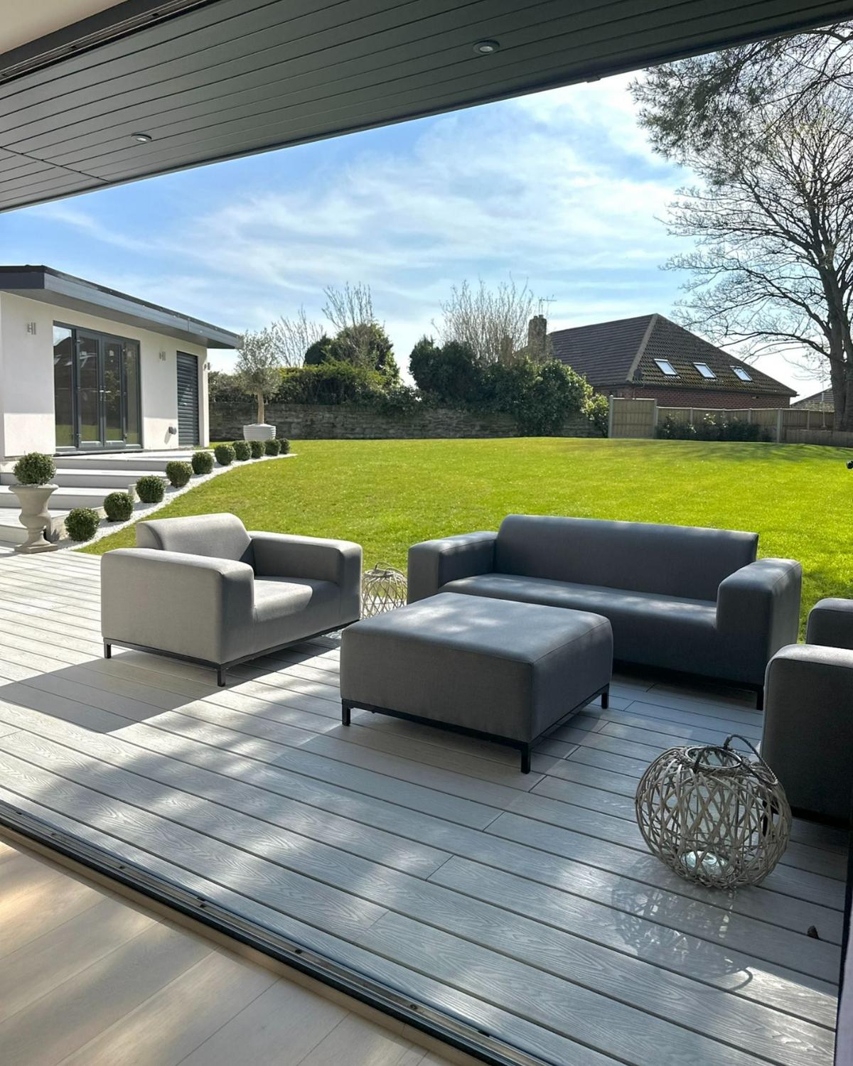 LOUNGE SET 5-Sitzer grau/schwarzes Gestell Rovigo - Schwarz/Grau, Textil - Beliani