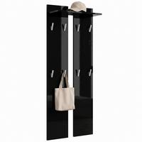 GARDEROBENPANEEL Wandpaneel Schwarz Hochglanz - Schwarz Hochglanz, Holzwerkstoff (57/170/20cm) - Vladon