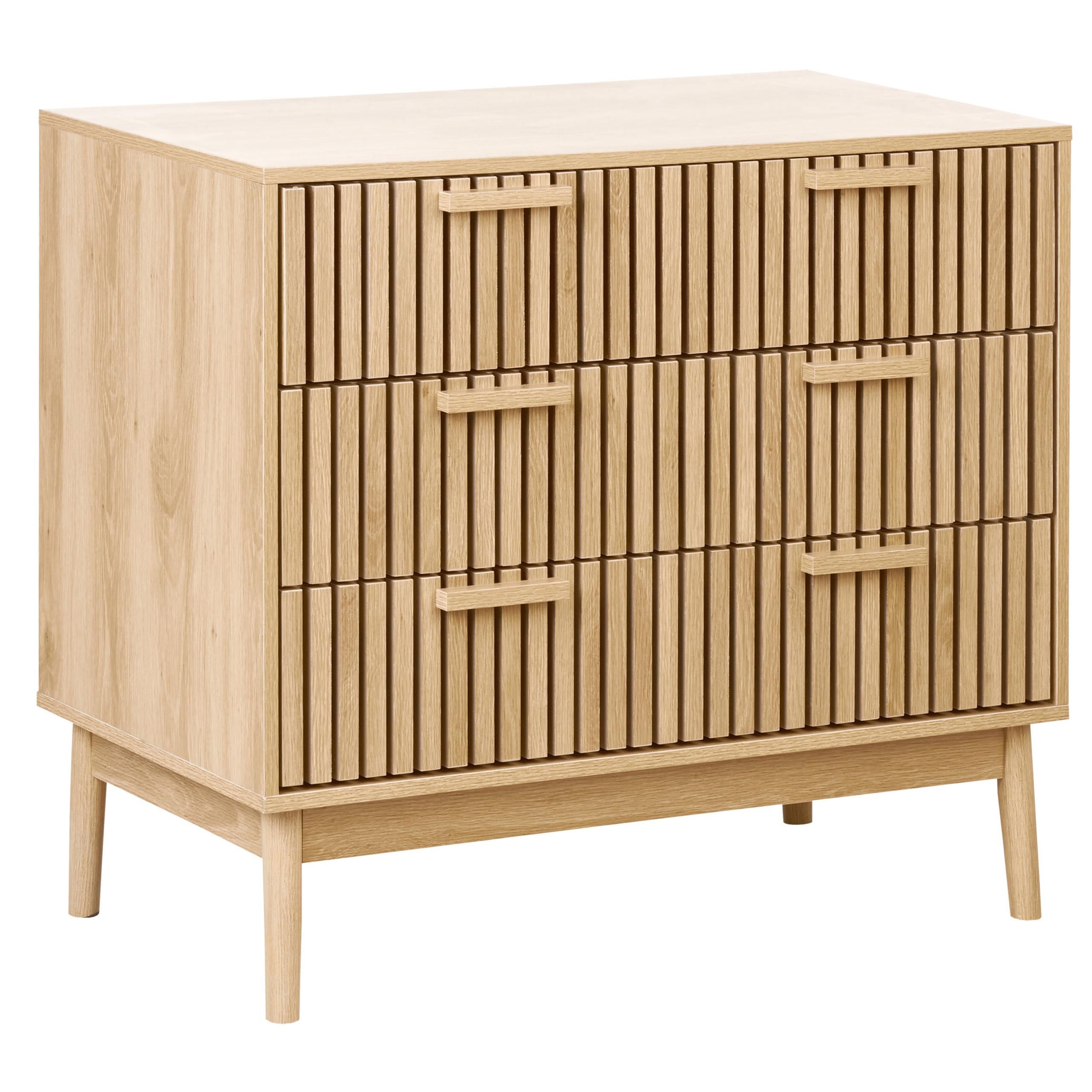 KOMMODE mit 3 Schubladen Hellbraun Lynwood - Braun, Holzwerkstoff (90/79/49cm) - Beliani
