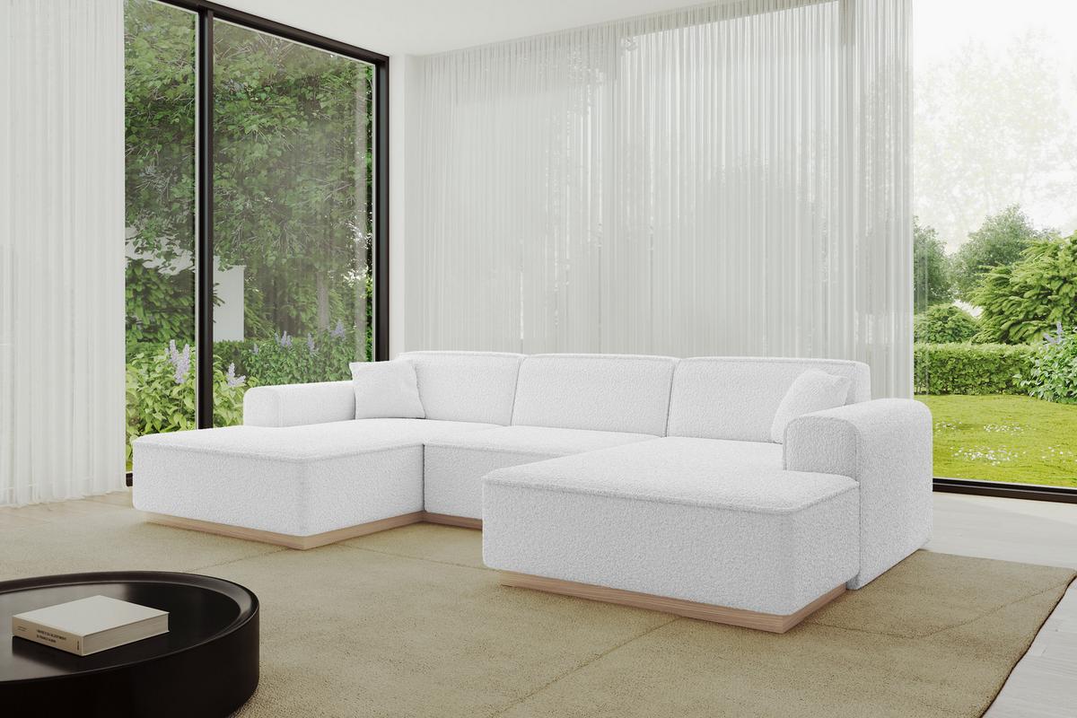 WOHNLANDSCHAFT IREA-U1 - 301x165x80 cm Weiß - Weiß, Holzwerkstoff/Textil (301/80/165cm) - ALTDECOR