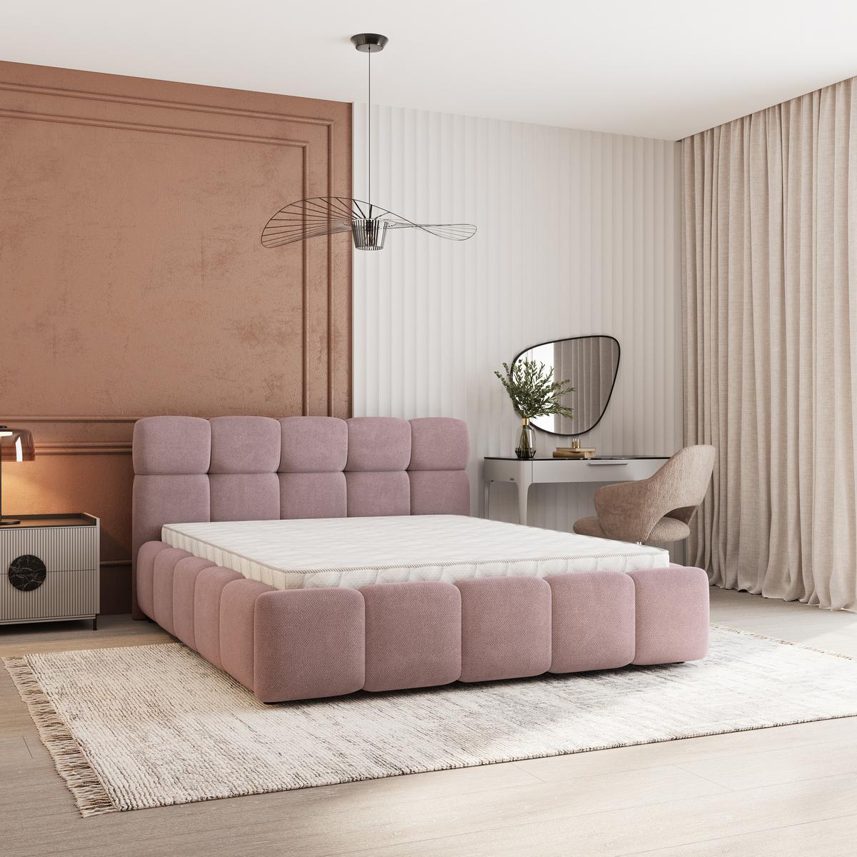 POLSTERBETT FARU SR 120x200 cm mit Bettkästen - Rosa - Rosa, Holz (120/200cm) - MASSENO