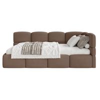 JUGENDBETT Cloudy Braun 120 cm, Easy-Clean-Velours - Schwarz/Braun, Kunststoff/Textil (120/200cm) - Selsey