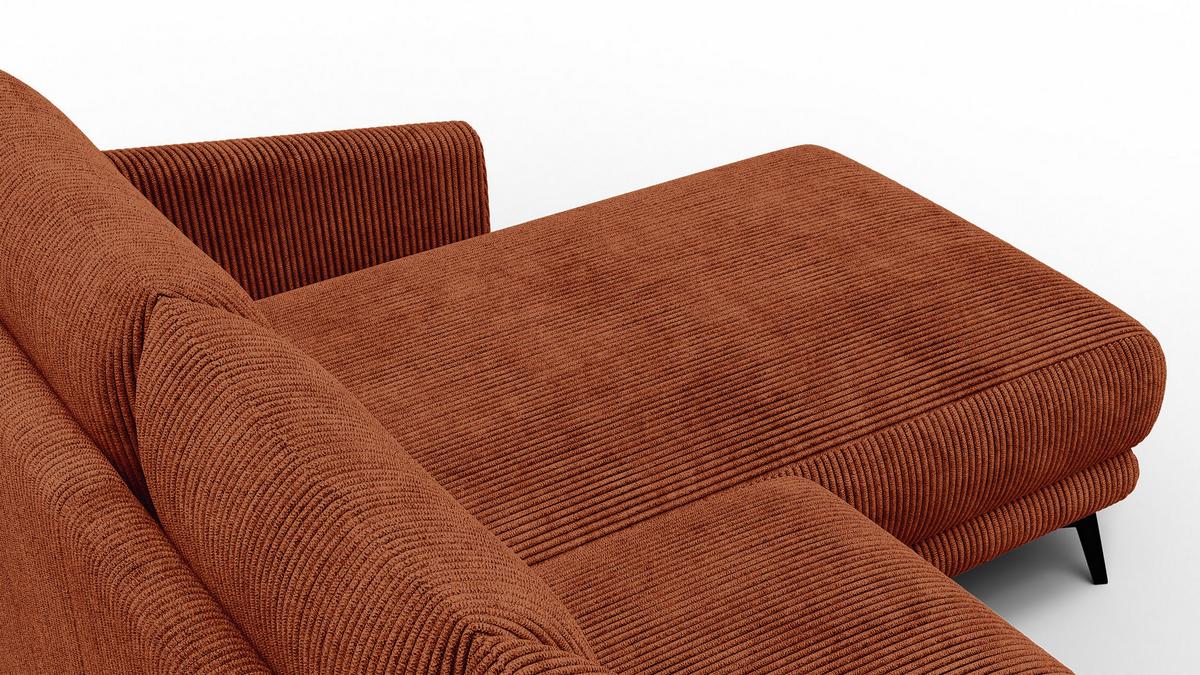 ECKSOFA VILT 3-Sitzer, orange - Schwarz/Orange, Holzwerkstoff/Textil (221/156cm) - Wozimo