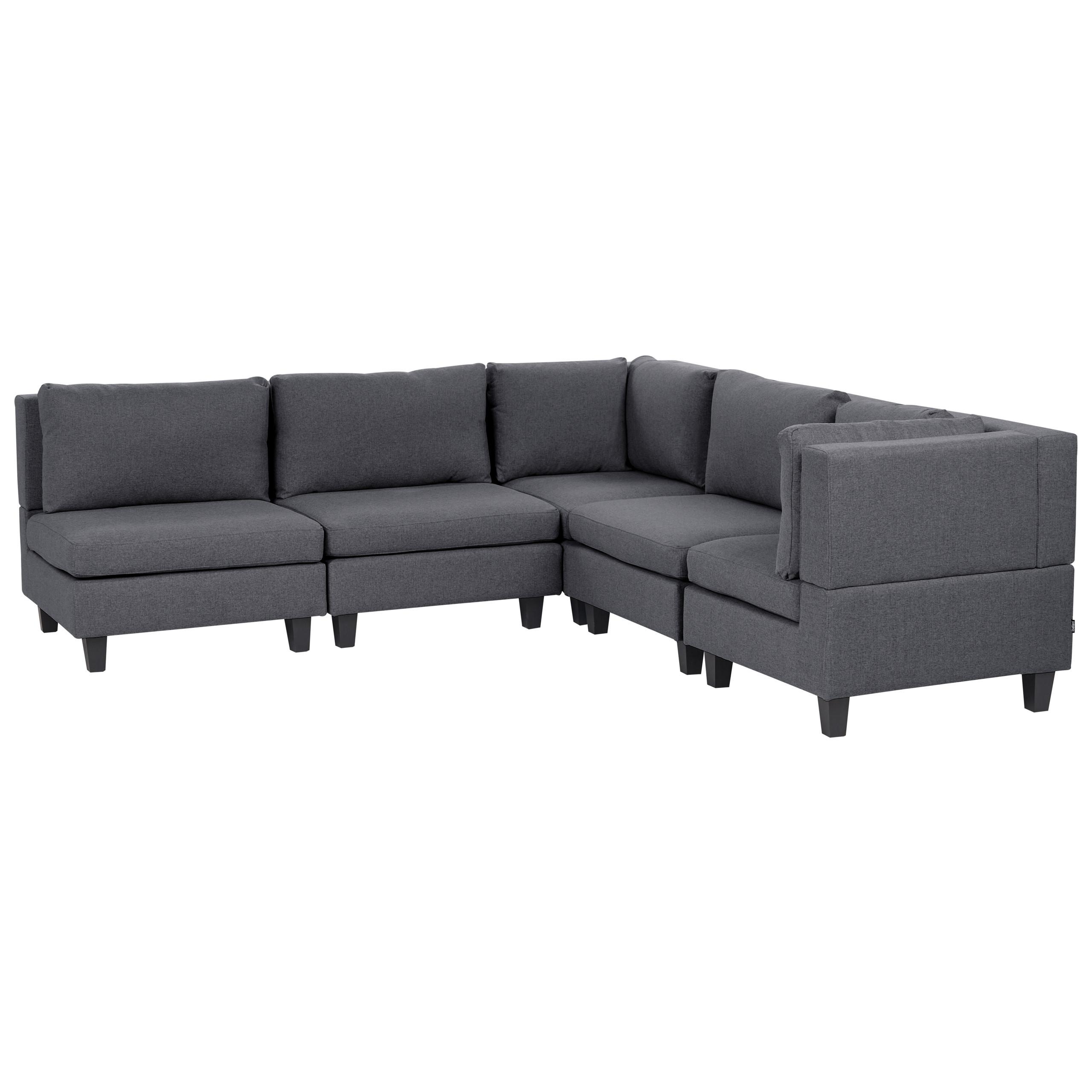 ECKFSOFA Modul 5-Sitzer linksseitig Dunkelgrau Stoff Unstad - Dunkelgrau/Grau, Textil (228/228cm) - Beliani