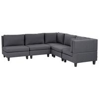 ECKFSOFA Modul 5-Sitzer linksseitig Dunkelgrau Stoff Unstad - Dunkelgrau/Grau, Textil (228/228cm) - Beliani