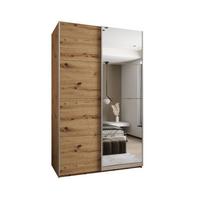 SCHWEBETÜRENSCHRANK 245,5/160/64 2-türig - Silberfarben/Eiche Artisan, Holz/Metall (160/245/64cm) - Abiks Möbel