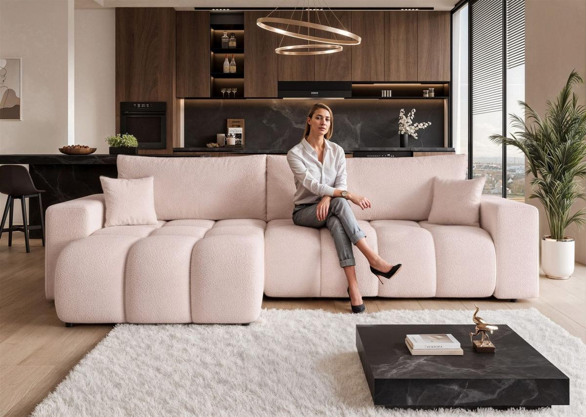 ECKSOFA Anabel Max Mit Schlaffunktion - Creme, Holzwerkstoff/Textil (278/145cm) - Fun Möbel