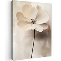 LEINWANDBILD Blume - Beige - Farbe - Schatten Wandbild Wohnzimmer 60x80 cm - Creme, Textil (60/80cm) - MuchoWow