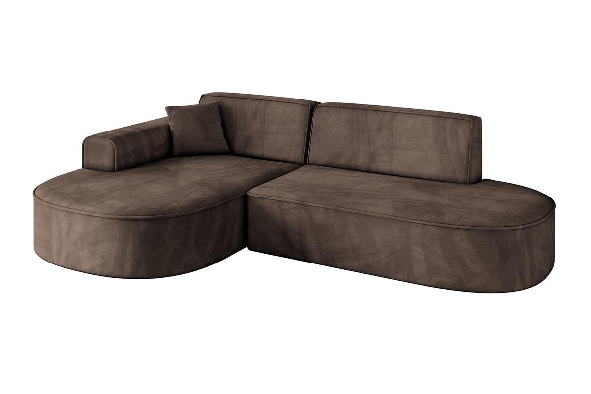 ECKSOFA Ottomane Links MARI-L1 - 243x171x79 cm Braun Velours - Schwarz/Braun, Holzwerkstoff/Kunststoff (243/171cm) - ALTDECOR