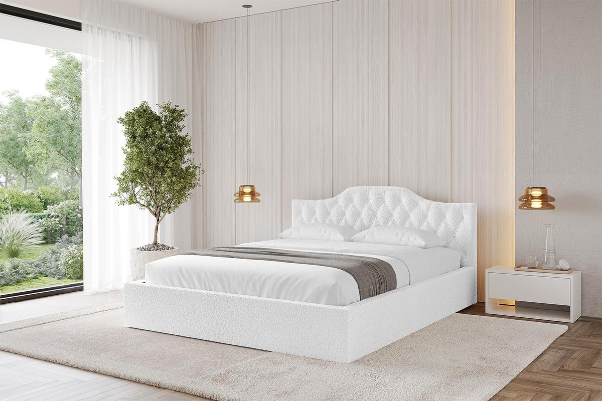 POLSTERBETT mit Bettkasten und Lattenrost, Bett mit Matratze H3/H4 - FALIO-V1 120x200 Weiß - Weiß, Holzwerkstoff/Textil (120/200cm) - ALTDECOR