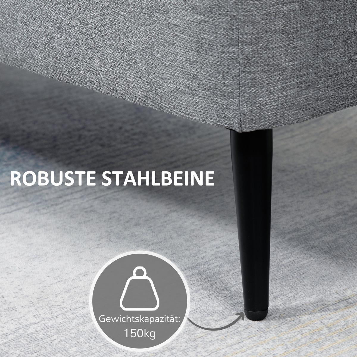 TRUHENBANK mit Stauraum, Leinenoptik für Wohnzimmer, 101x38,5x44,5 cm - Grau, Kunststoff (38.5/44.5/101cm) - HOMCOM