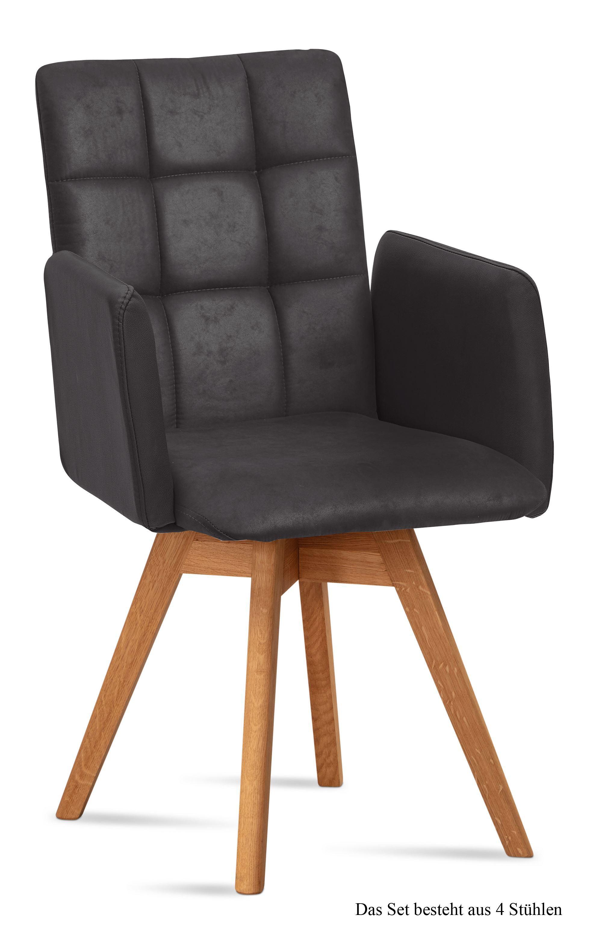 ARMLEHNSTUHL drehbar (4er-Set) Dorie 52x91x60 Eiche geölt/Anthrazit - Eichefarben/Anthrazit, Kunststoff (60/91/52cm) - 58aufmkessel