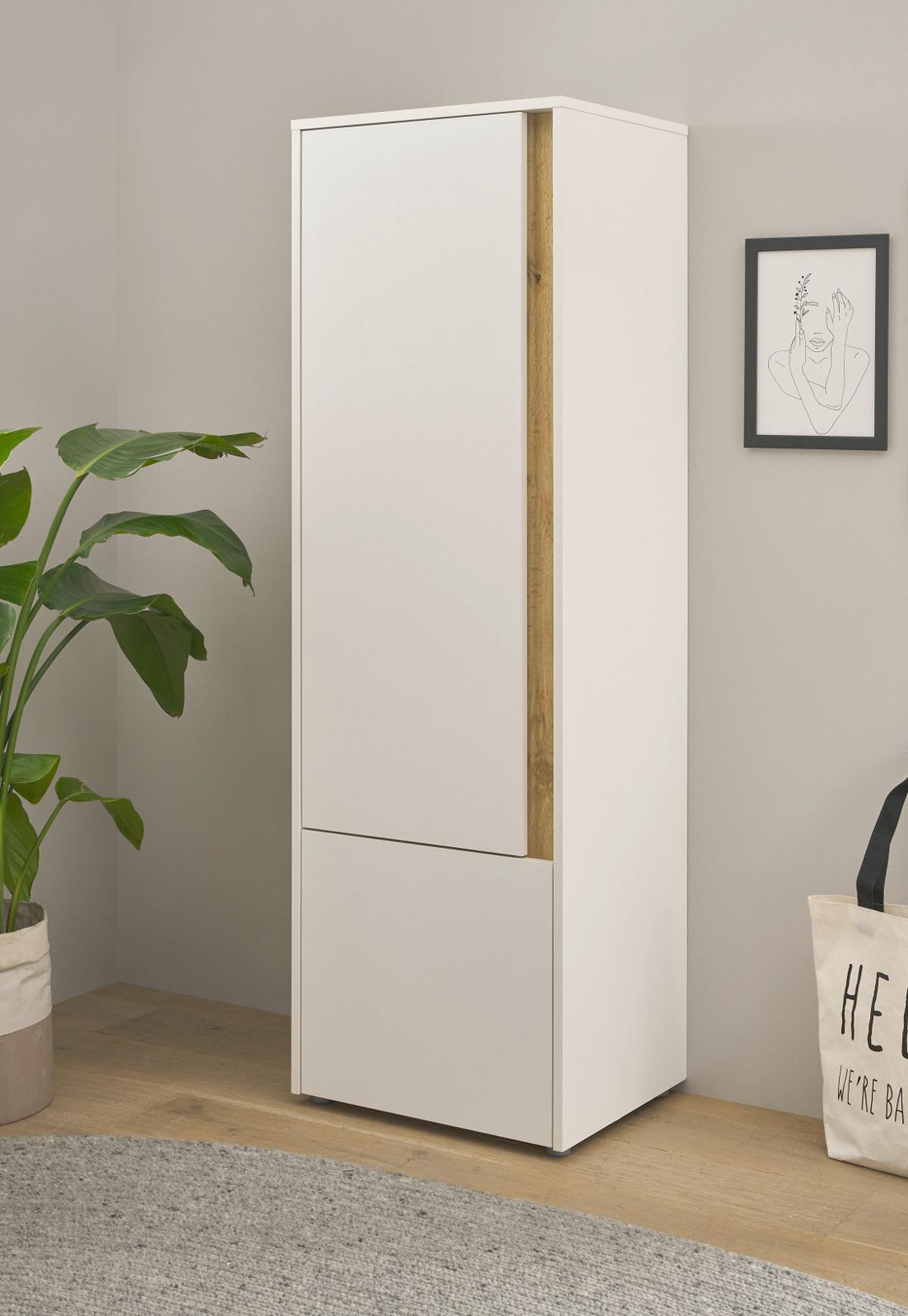 AKTENSCHRANK Weiß matt, Eiche Wotan 50 x 158 cm, Stauraumschrank mit 4 Ordnerhöhen - Eichefarben/Eiche Wotan, Holzwerkstoff/Kunststoff (50/158/40cm) - Furn.Design