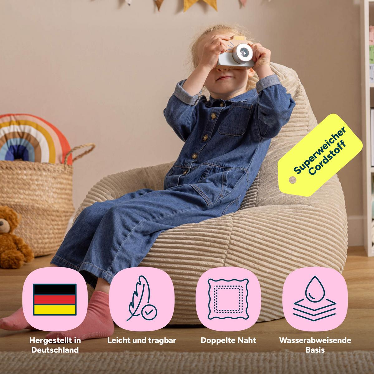 KINDERSITZSACK Sessel Dalton - Beige, Textil (69/59/65cm) - icon