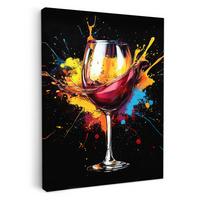LEINWANDBILD Wein - Glas - Graffiti - Getränk - Rot - Farbe Room Decor 30x40 cm - Weinrot, Textil (30/40cm) - MuchoWow
