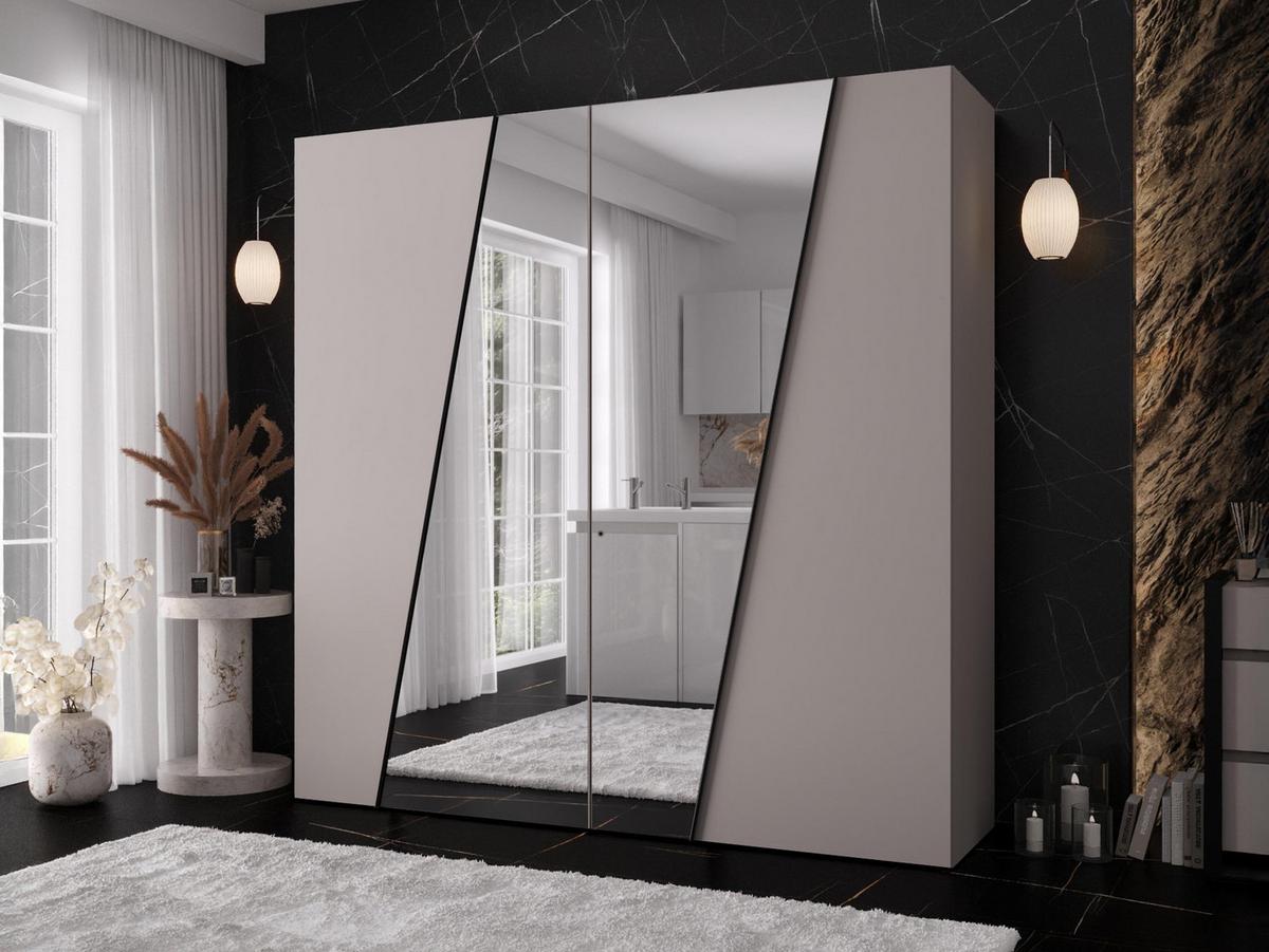 DREHTÜRENSCHRANK Zen 2L 200 cm - Kaschmir/Schwarz, Holzwerkstoff/Kunststoff (200/202/50cm) - MIRJAN24