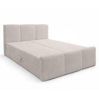 BOXBETT ANKARRA 160x200 cm mit Bettkasten und Matratze - Beige + TOPPER - Beige/Schwarz, Holz/Holzwerkstoff (160/200cm) - AX Living