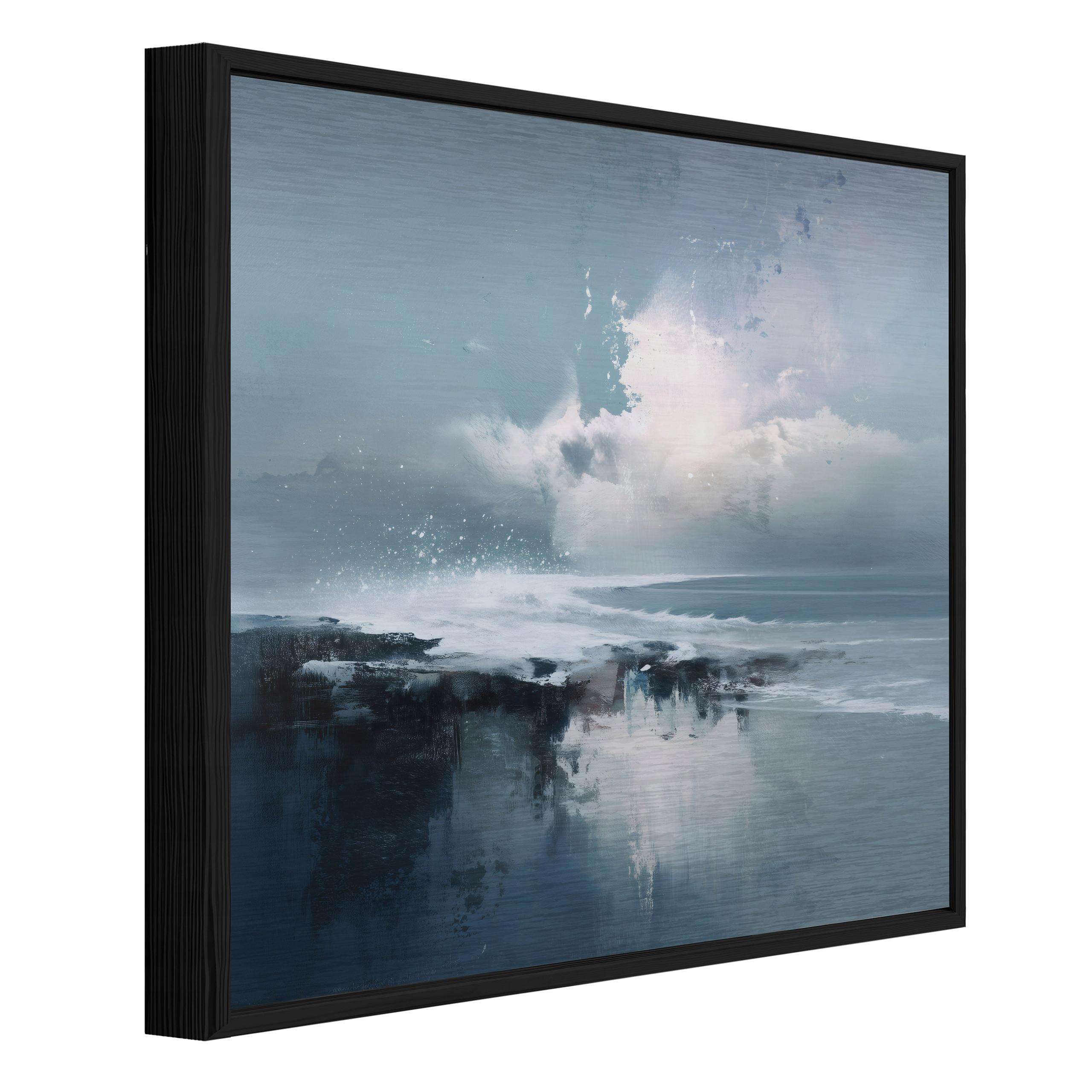 BILDER mit Rahmen Meer Abstraktion Blau 50x50 cm - Multicolor, Metall (50/50cm) - Wallarena