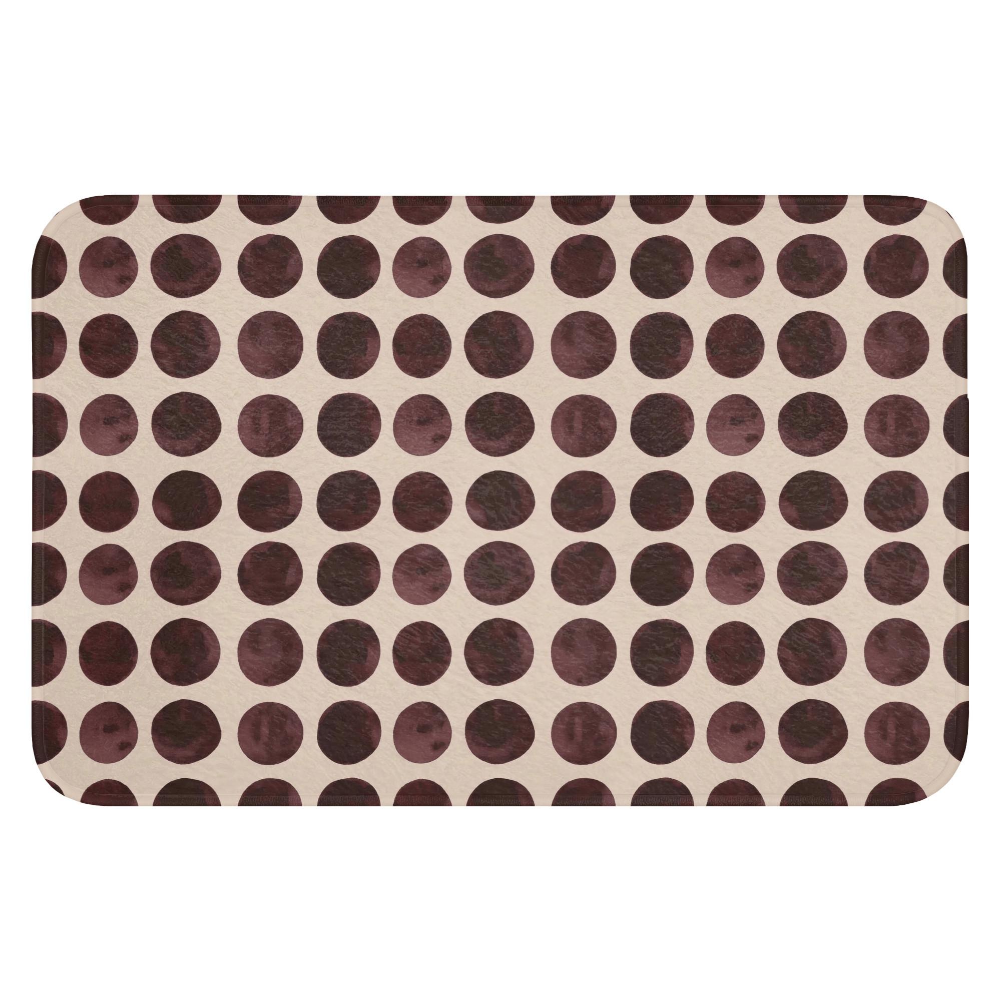 BADEMATTE Polka dots - Muster - Braun Rutschfest 60x40 cm - Bordeaux, Textil (60/40cm) - OnlyWow