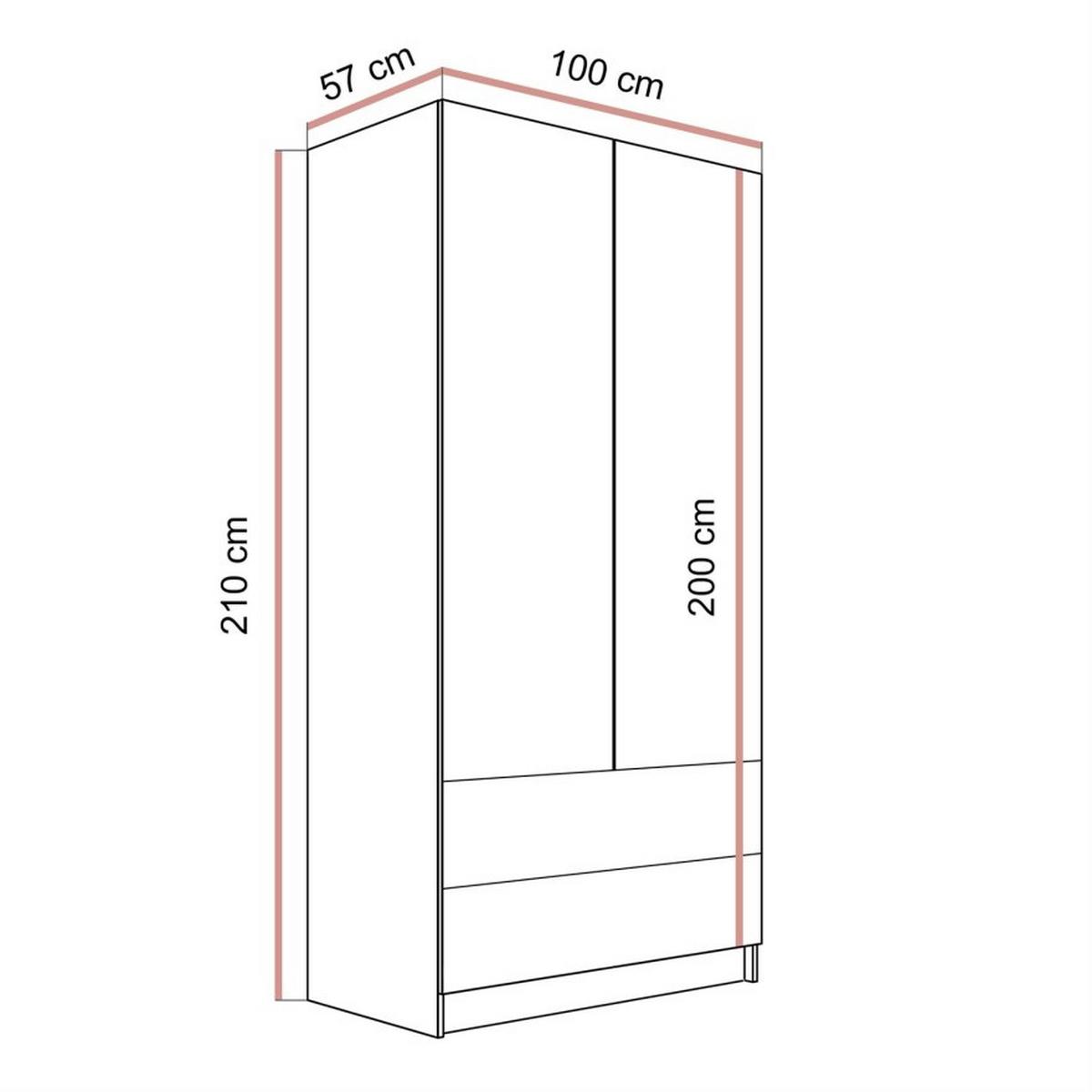 KLEIDERSCHRANK AUREL KASCHMIR 2D2S mit Schubladen - Kaschmir, Holzwerkstoff (100/210/57cm) - Lookway