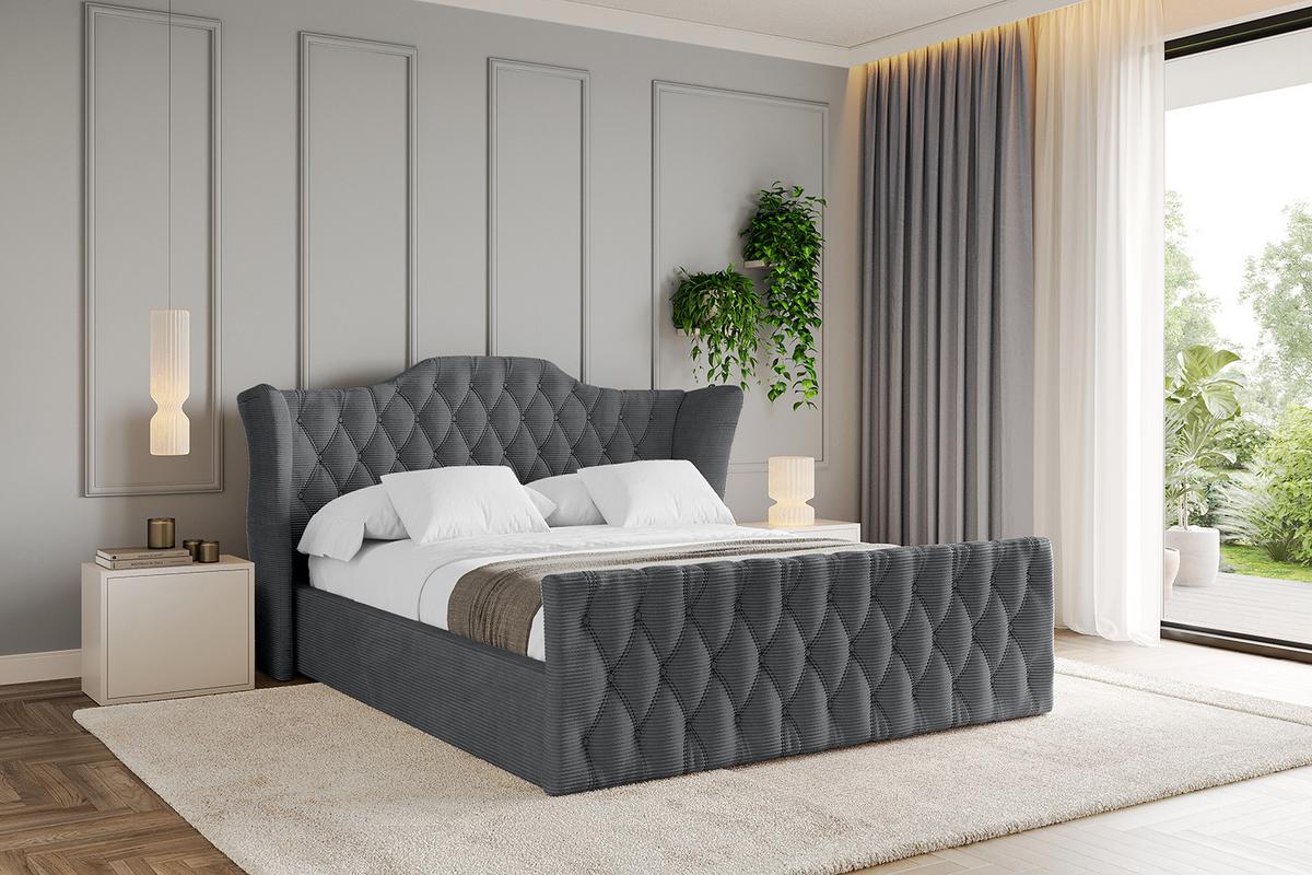 POLSTERBETT mit Bettkasten, Fußteil und Lattenrost, Boxbett mit Matratze H3/H4 - ZORAN-Z 120x200 Dunkelgrau - Anthrazit, Holzwerkstoff/Textil (120/200cm) - ALTDECOR