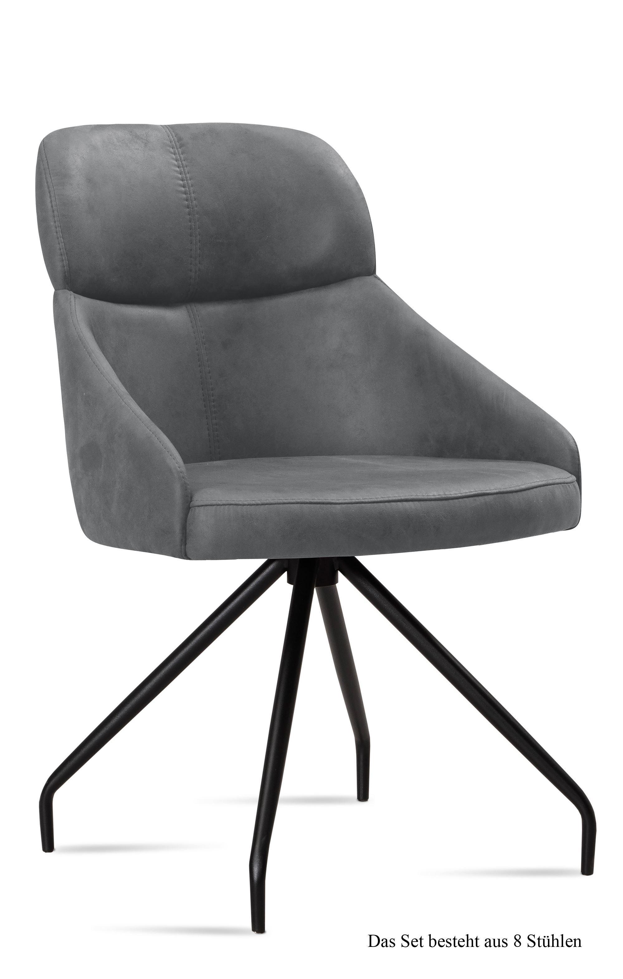 ESSZIMMERSTUHL (8er-Set) Dionne 52x82x63 Schwarz/Grau - Schwarz/Grau, Kunststoff (63/82/52cm) - 58aufmkessel