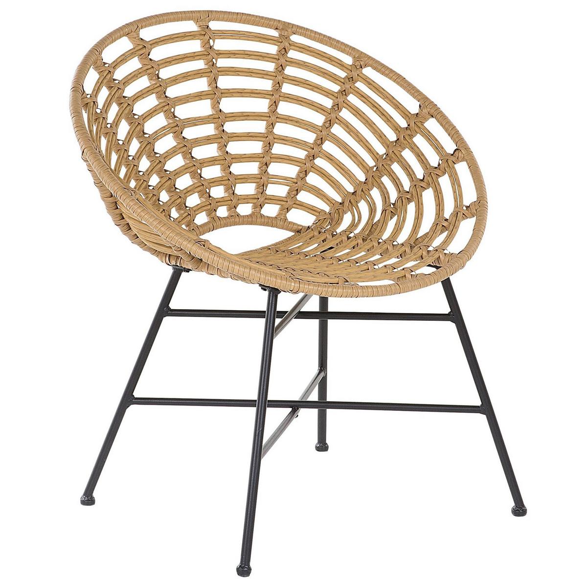 RATTANSTUHL 2er-Set PE beige Acerra - Beige, Kunststoff (71/80/48cm) - Beliani