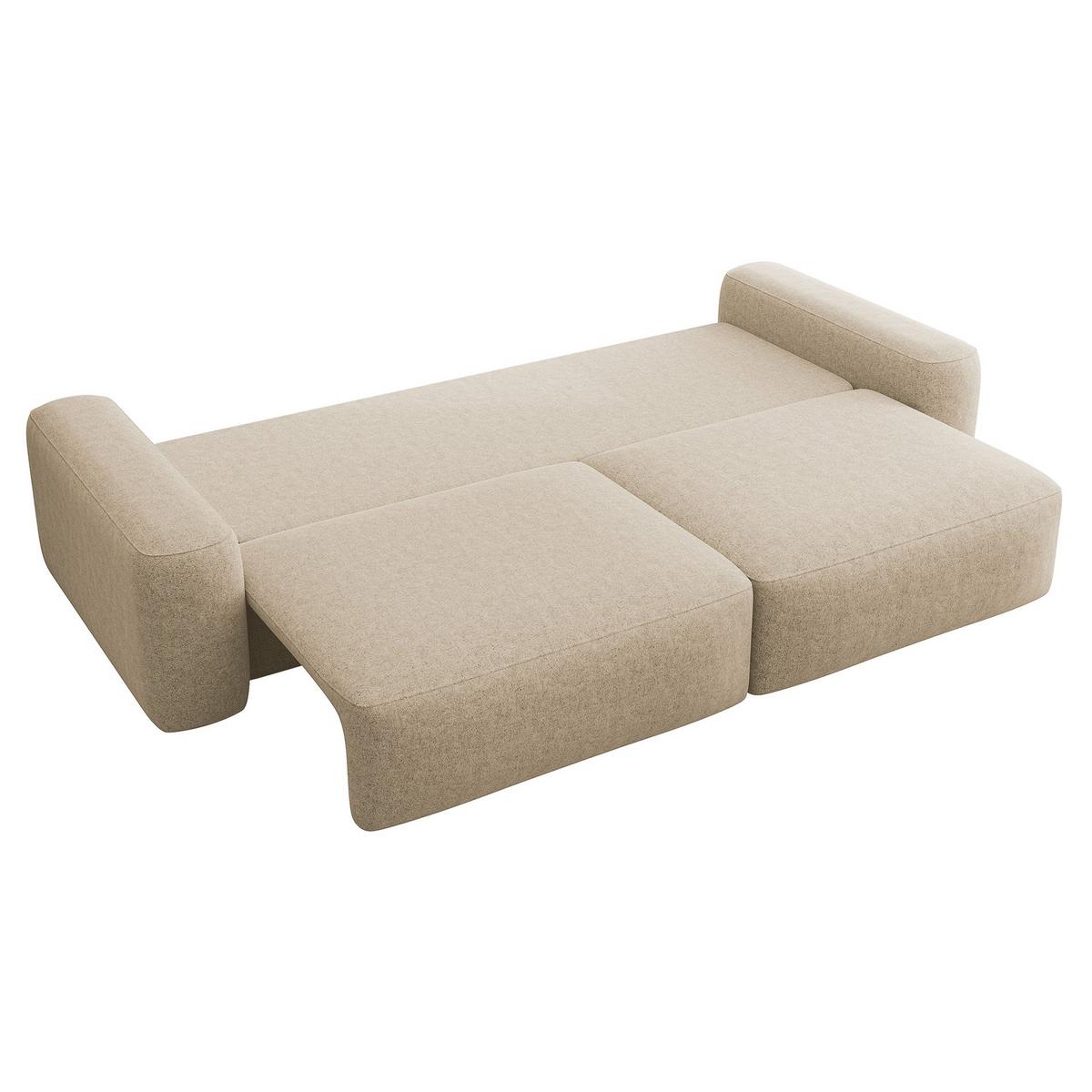 SCHLAFSOFA Carnos Beige Chenille - Beige/Schwarz, Kunststoff/Textil (257/82/105cm) - Selsey