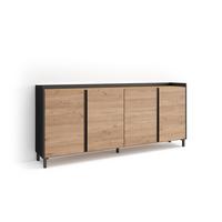 SIDEBOARD, Eiche und Schwarz, 207/35/91cm, mit Beinen - Eichefarben, Holzwerkstoff (207/91/35cm) - Skraut Home