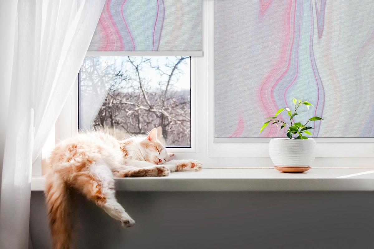 INNENROLLO - Fensterrollo - Rollo - 100x140 cm - Bunter Farbfleck - Violett, Kunststoff (100/140/0.5cm) - TULUP