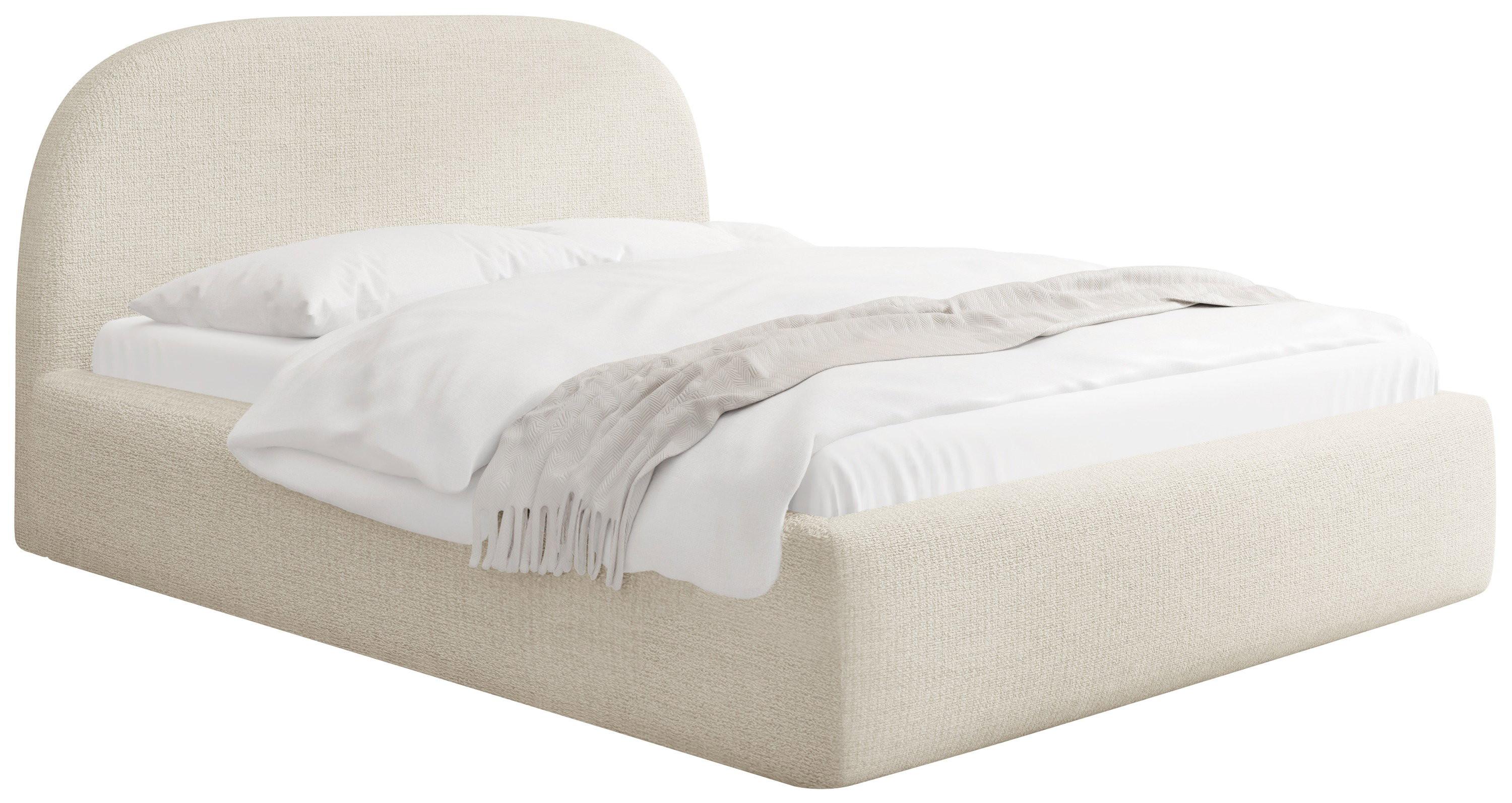 POLSTERBETT Puro mit Bettkasten & Metall-Lattenrost in Creme Chenille 140x200 cm - Birkefarben/Creme, Kunststoff/Textil (140/200cm) - WFL GROUP