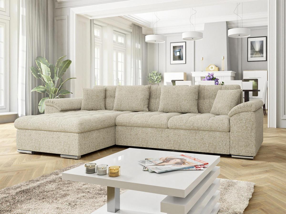 ECKSOFA Diana Premium, Seite: Links - Sandfarben, Holz/Textil (280/160cm) - MIRJAN24