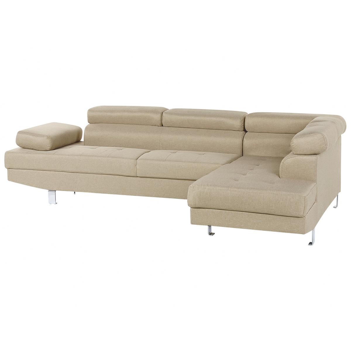 5-SITZER-ECKSOFA Polyester Beige Norrea - Beige, Textil (262/169cm) - Beliani