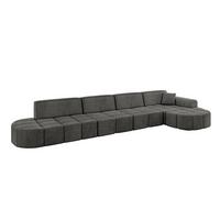ECKSOFA Ottomane Rechts LIVO-L3 - 422x173x79,5 cm Dunkelgrau - Dunkelgrau, Holzwerkstoff/Textil (422/173cm) - ALTDECOR